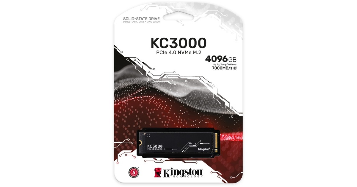 KingstonKC3000 4 TB SSD  (Zwart, SKC3000S/4096G, PCIe 4.0 NVMe, M.2 2280)