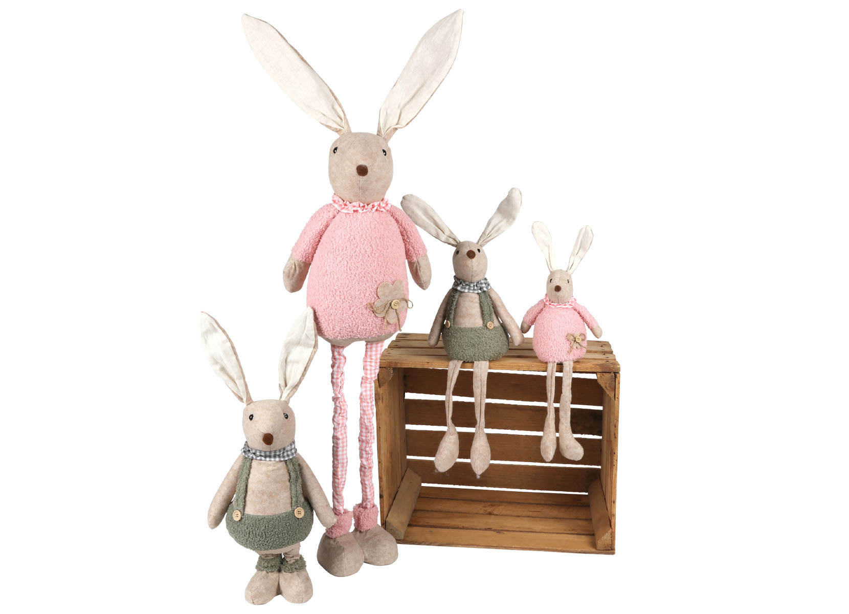 Deko-Hase mit Teleskopbeinen 110cm Pastellrosa