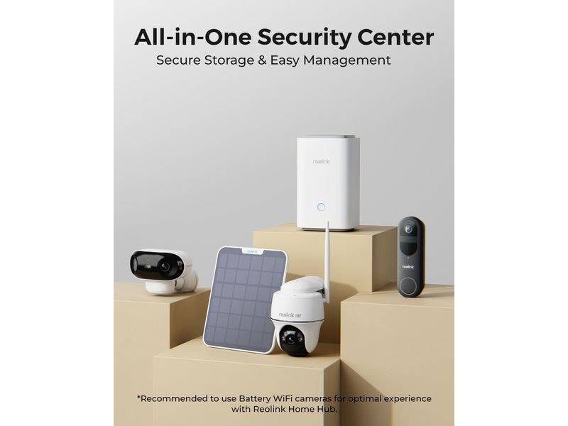 Reolink Zubehör Hub 1 für Multi-Geräte Verwaltung & 64GB, W Kabelloses Sicherheitssystem mit verschlüsseltem lokalem Speicher & Multi-Geräte Verwaltung inkl. 64GB Micro SD Karte