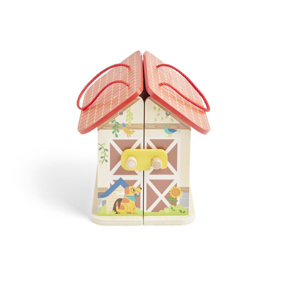 Ferme ou hôpital ou caserne de pompiers pliable en bois 20,5x17,5xH19cm