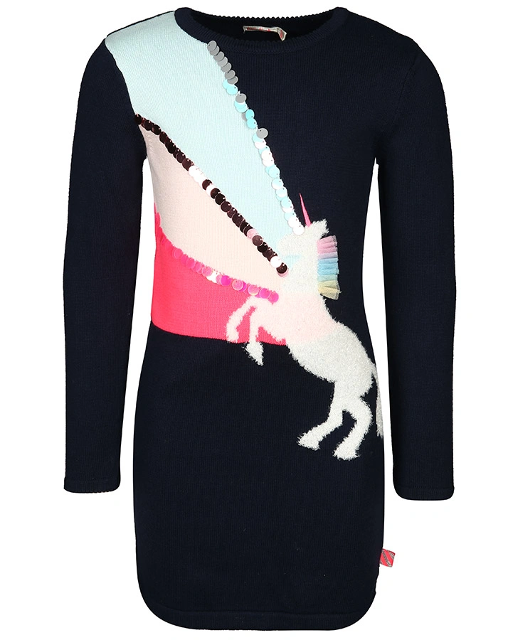 Strick-Kleid UNICORN mit Pailletten in dunkelblau