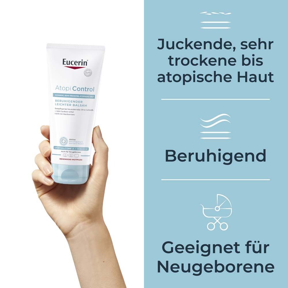 Eucerin® AtopiControl Beruhigender Leichter Balsam – Basispflege für Neurodermitis und sehr trockene Haut - Jetzt 3€ sparen mit Code 