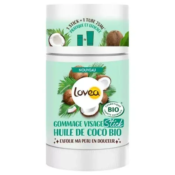 Lovea - Esfoliante Facial em Bastão - Óleo de Coco Orgânico - Todos os Tipos de Pele 40g
