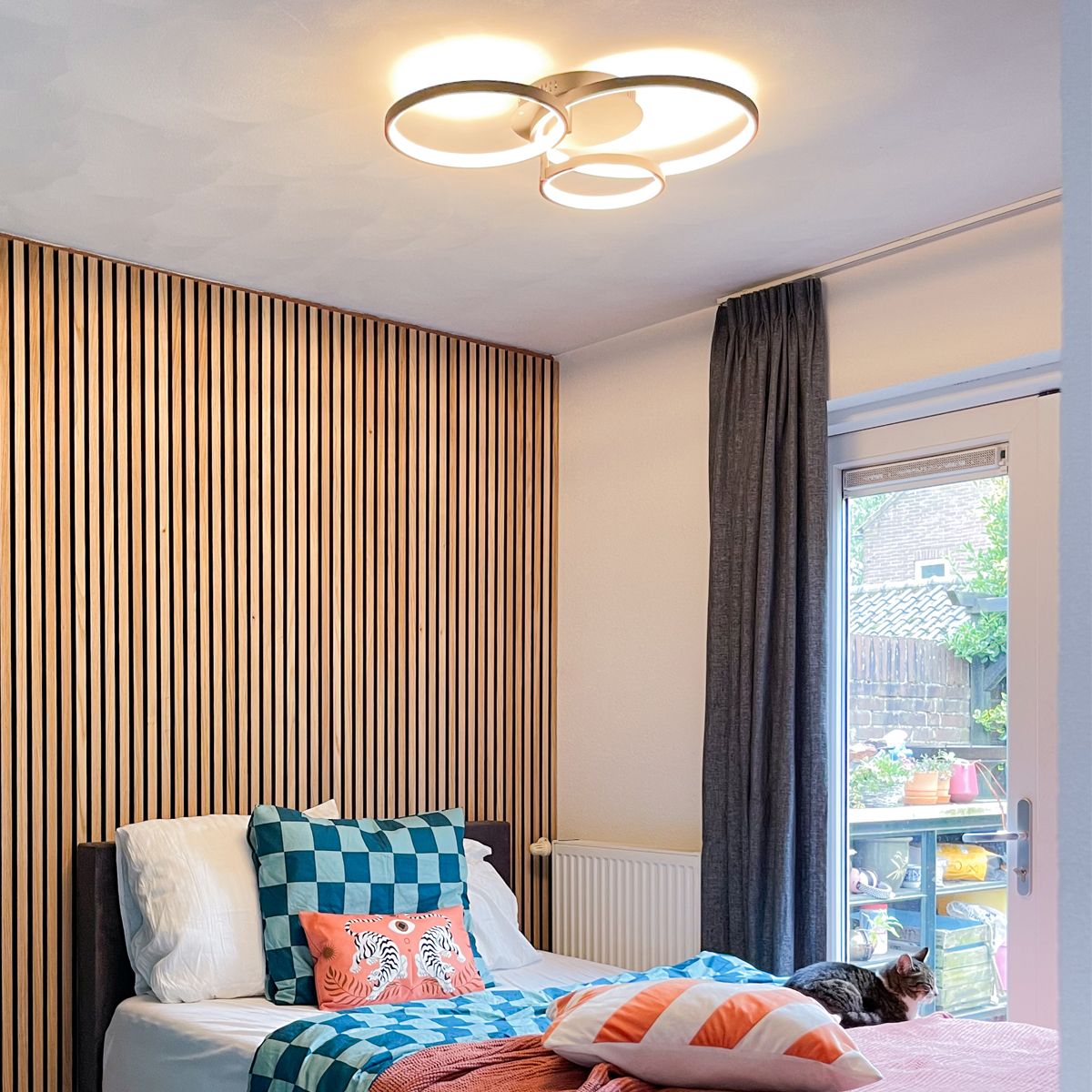 Moderne plafondlamp zwart incl. LED en dimmer- Rondas