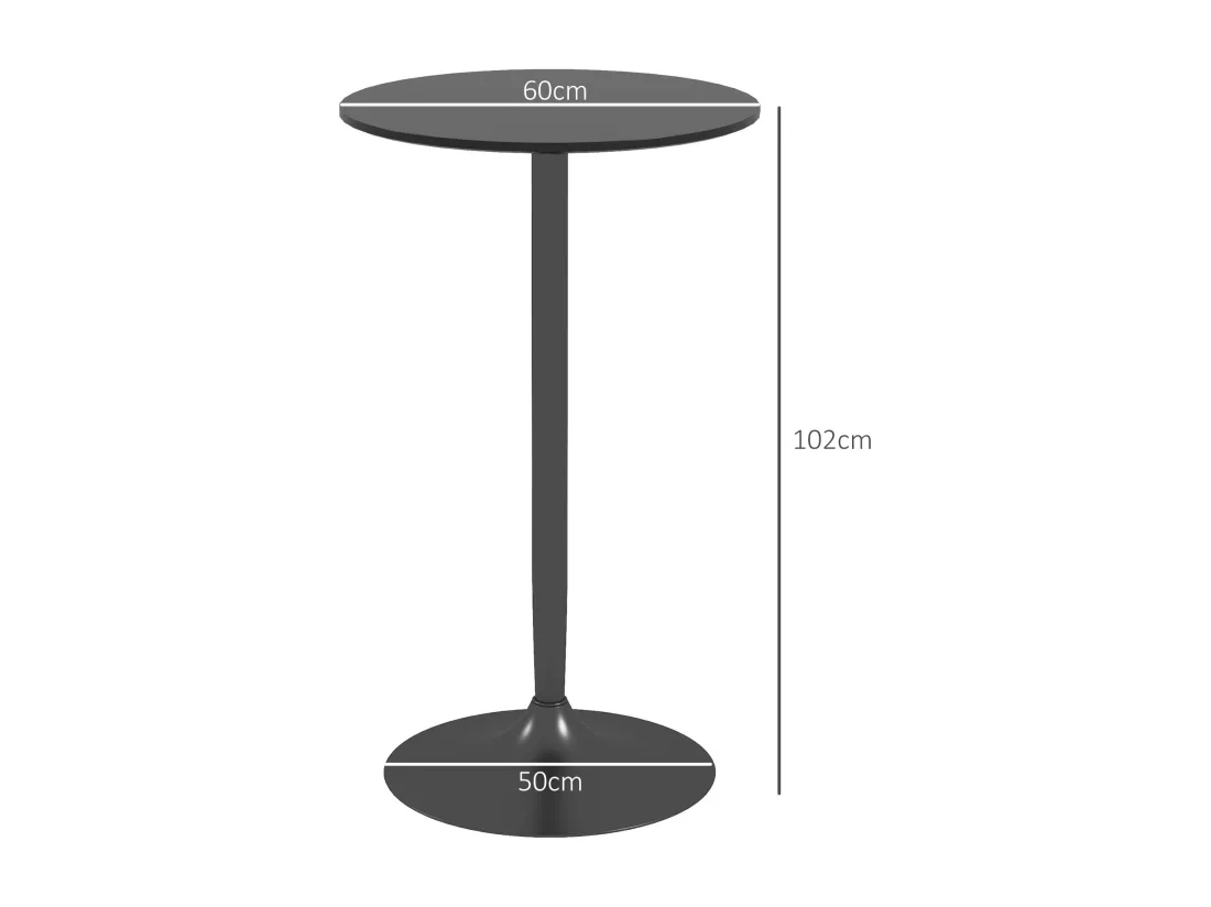 Table de bar ronde style contemporain dim. 60L x 60l x 102H cm noir