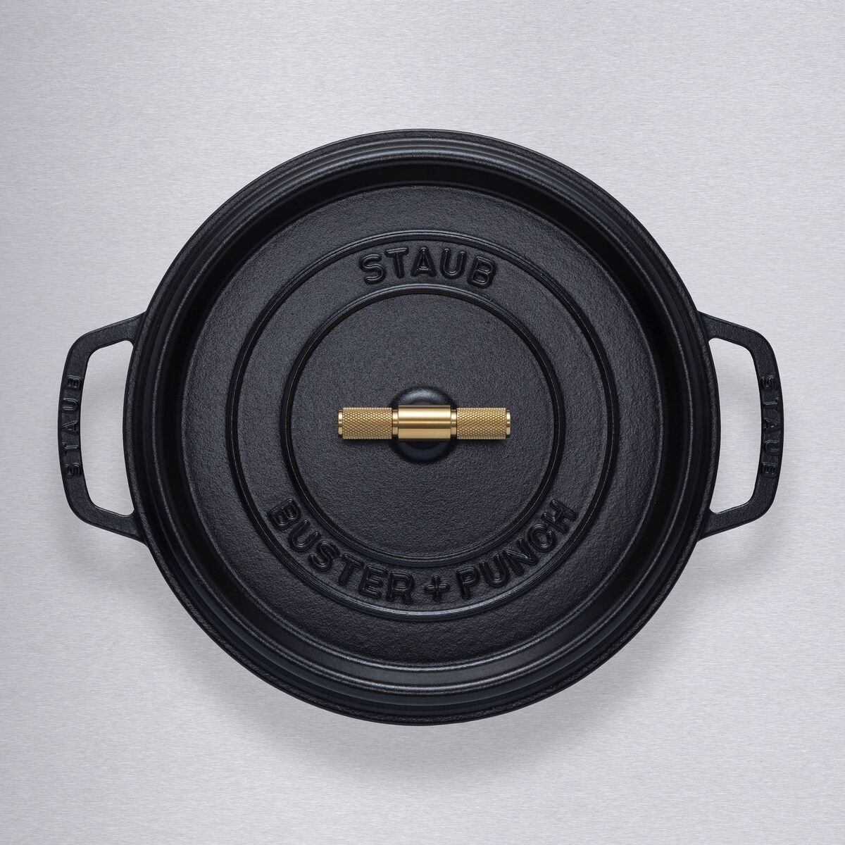 Buster+Punch rund gryte 28 cm, messingknott