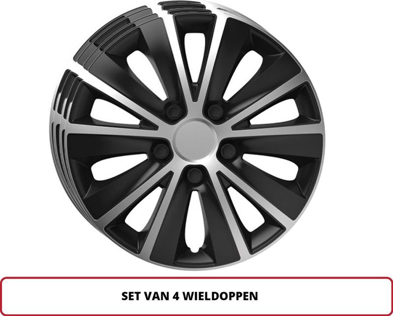 Versaco - Wieldoppenset - Zwart/Zilver - Kunststof - Set van 4 Stuks