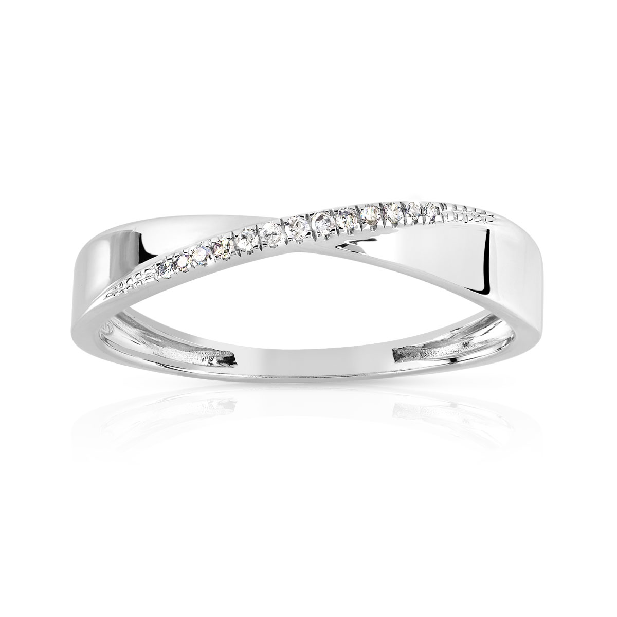Bague or 375 blanc diamants