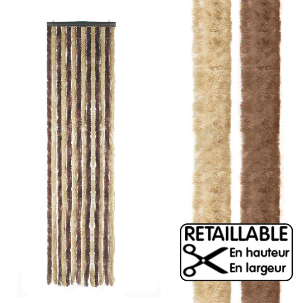 Rideau de porte chenille 56 x 205 cm Marron-Beige
