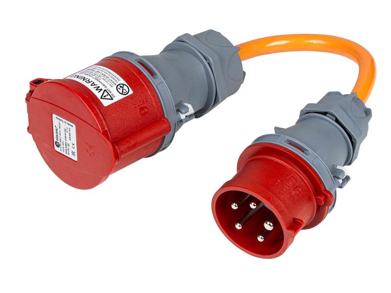 Normrahmen Adapterkabel CEE32/5 Kupplung – CEE16/5 Stecker CEE-Übergangskabel mit CEE16/5 Stecker auf CEE32/5 Kupplung