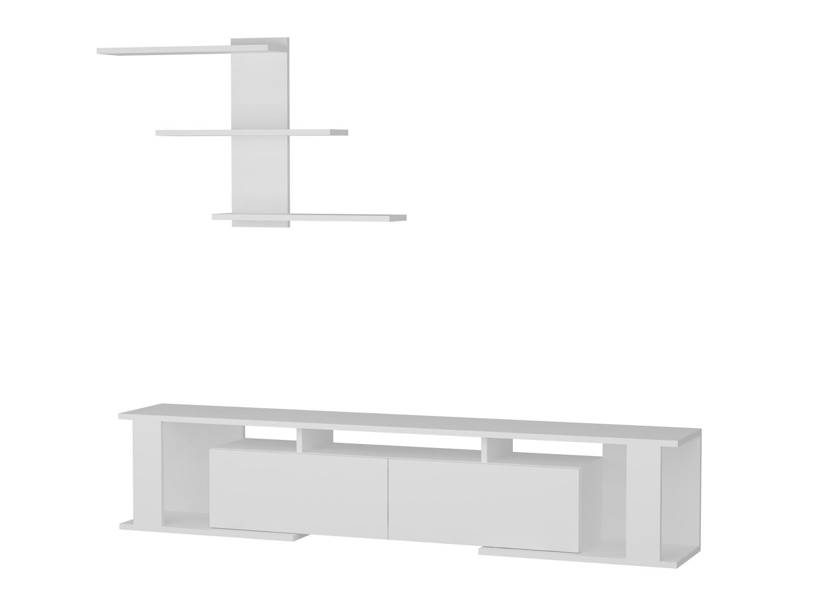Wohnwand - weiß - mit Wandregal - 180 cm breit