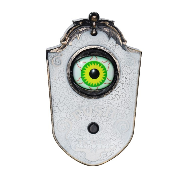 Halloween Dekoration Türklingel Party Accessoire mit Auge (Batteriebetrieben) - Weiss / Schwarz