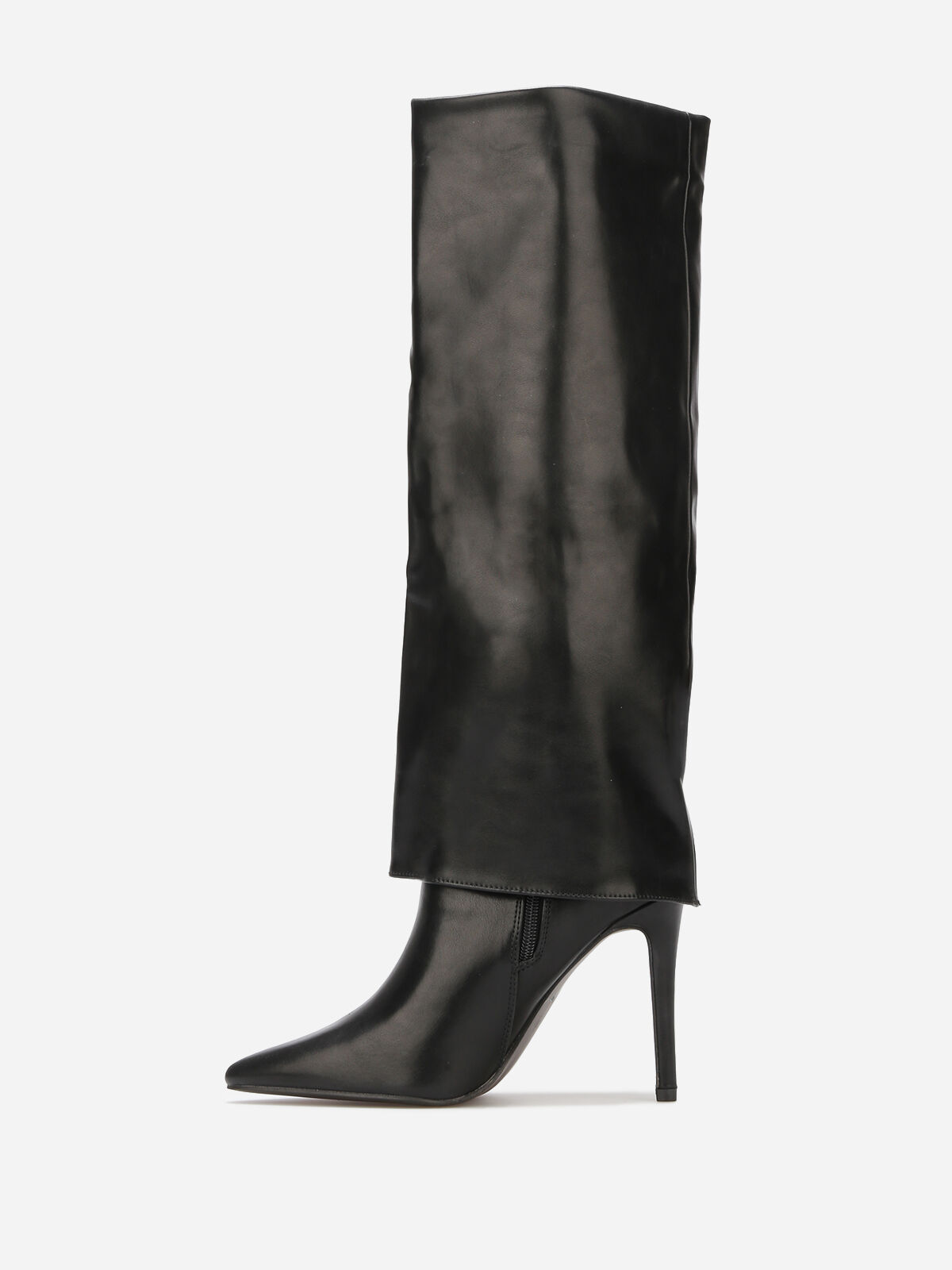 Bottes à rabats avec talon aiguille- Noir
