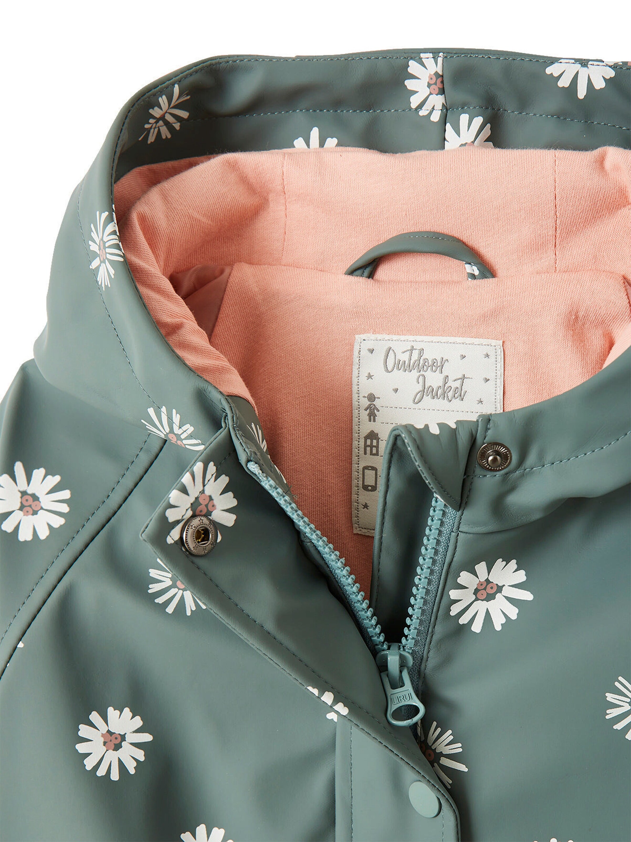Vertbaudet Mädchen Regenjacke mit Zauber-Trick aqua gänseblümchen