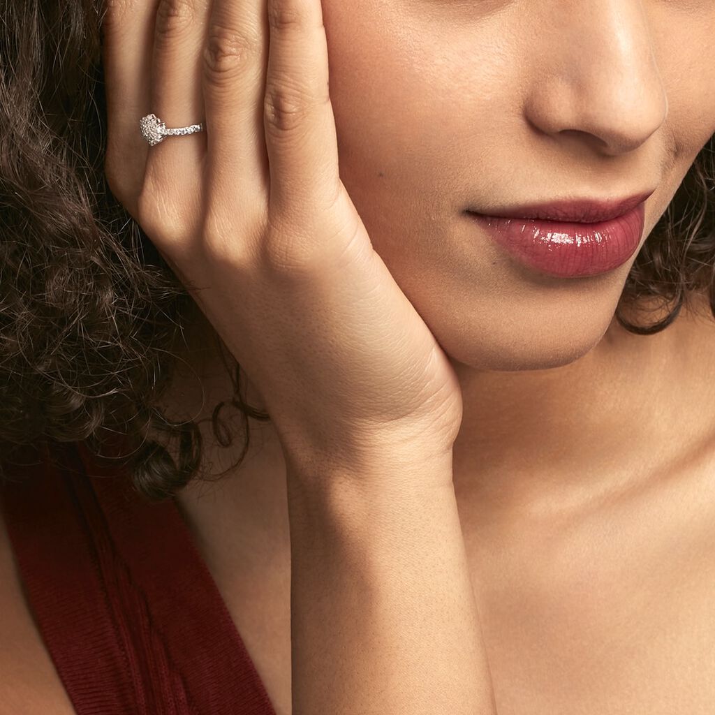 Bague Ajustable Mendel Argent Blanc Oxyde De Zirconium