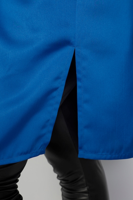 Long-Tunika, Satin, Pailletten-Brusttasche, Langarm