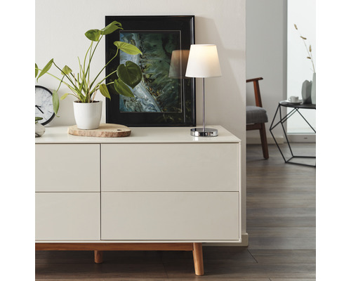 Tafellamp, 1-lichts, H 40 cm, Kasha wit/chroom
