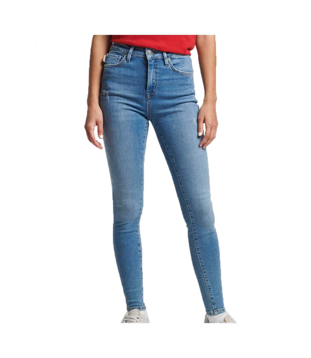 Jean Skinny Bleu Femme Superdry High Rise