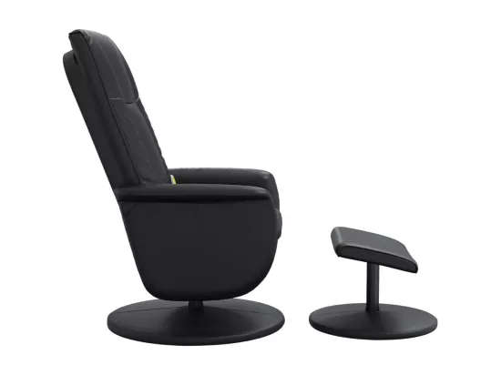 Fauteuil inclinable de massage avec repose-pied noir similicuir