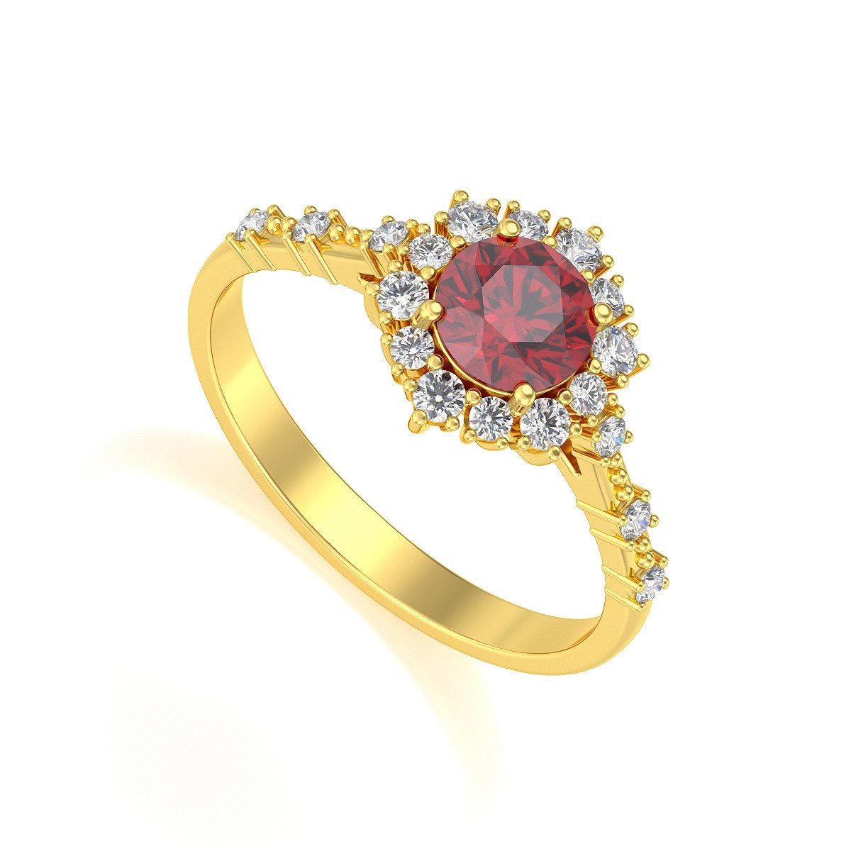 Bague ADEN Or 585 Jaune Rubis et diamants 3.25grs
