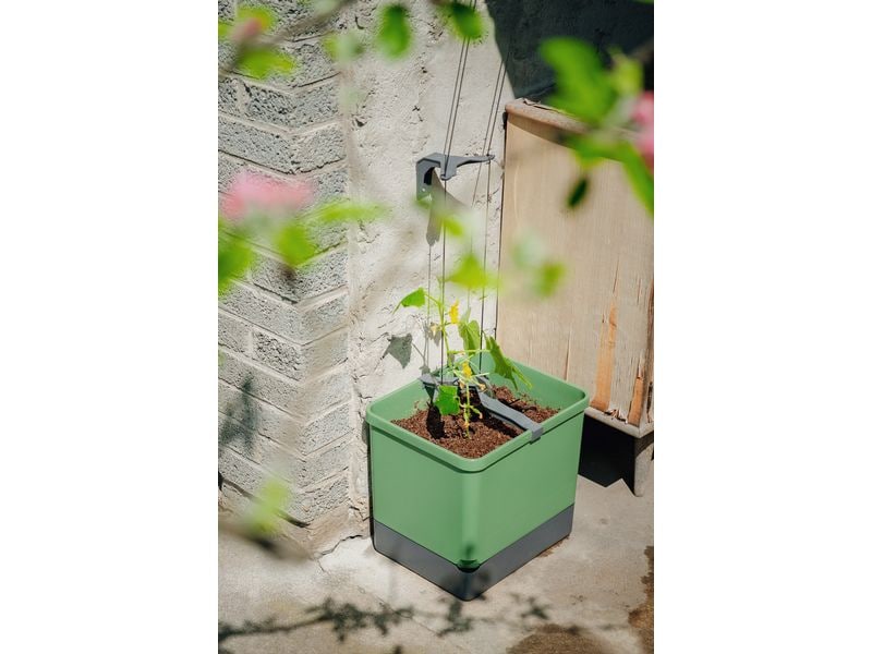 Gusta Garden CURT CUCUMBER Gurkentopf Grau Pflanzkübel mit Wassertank und Rankhilfe
