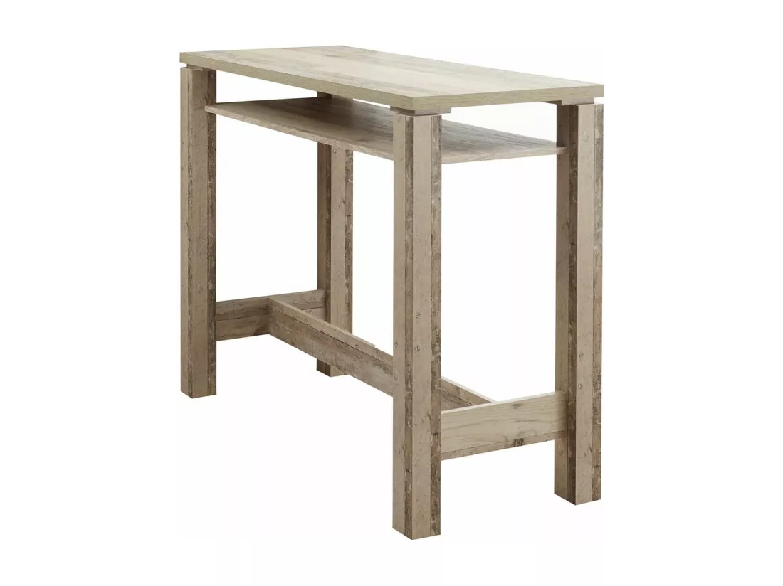 COOKIE - Table Bar 120cm avec Etagère Aspect Bois Vieilli