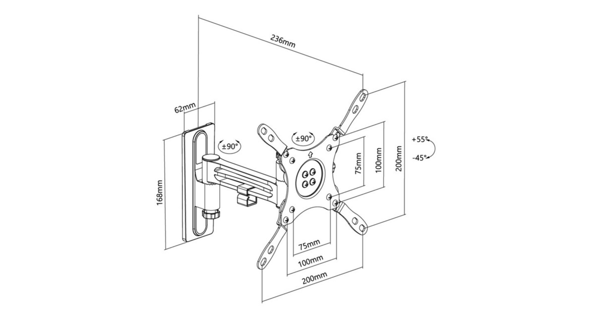 goobayTV Wall Mount Caravan FULLMOTION (M), 13 to 43 inch wandmontage   (Zilver)