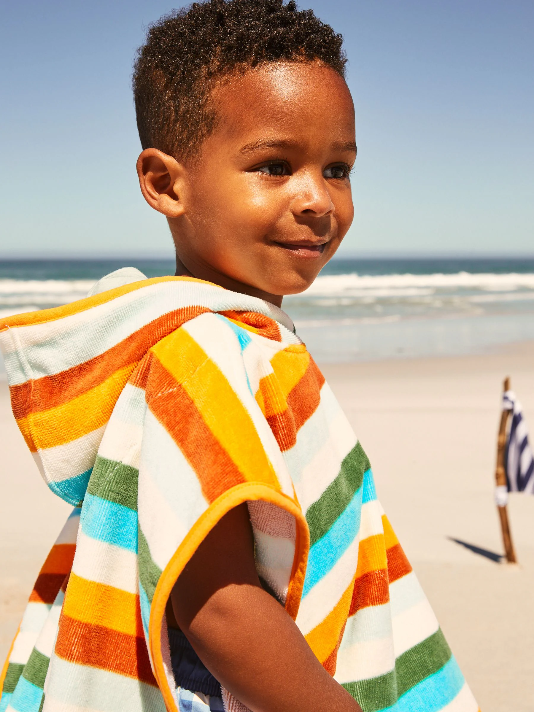 Multi - 100% katoenen badstof poncho (9 mnd - 6 jr)