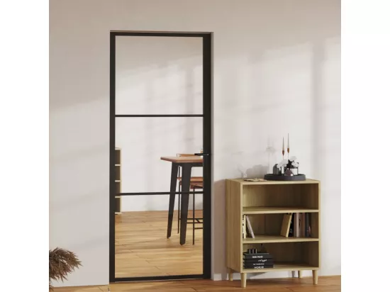 Porte intérieure Verre ESG et aluminium 83x201,5 cm Noir