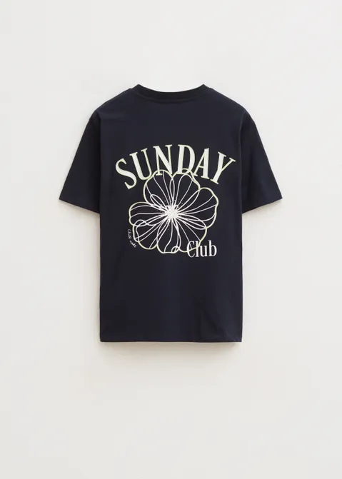T-shirt met print sunday club blauw (BLW.D)