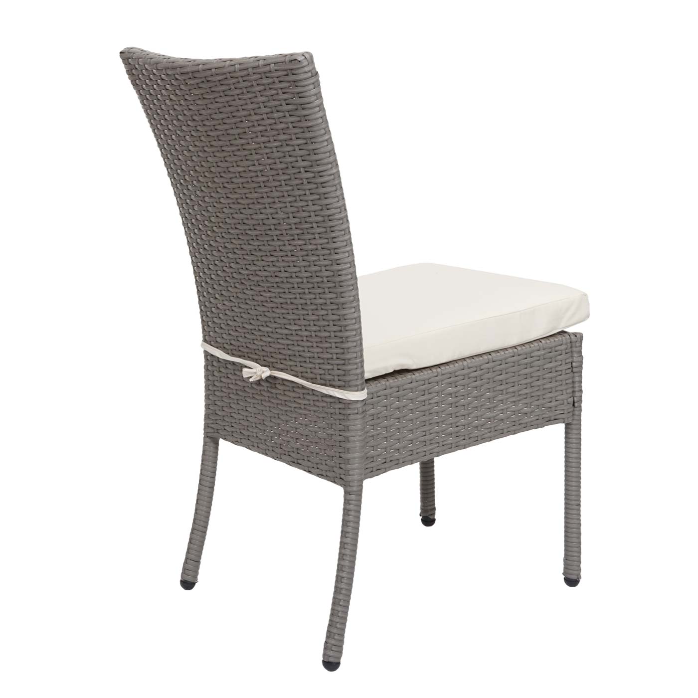 2er-Set Poly-Rattan Stuhl MCW-G19, Balkonstuhl Gartenstuhl, stapelbar ~ grau, Kissen creme