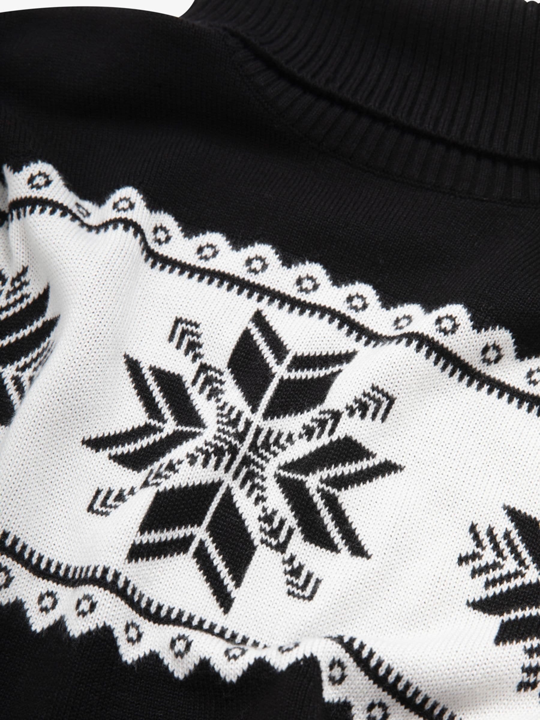 Zwart - The Little Tailor slim fit kersttrui met sneeuwvlokken