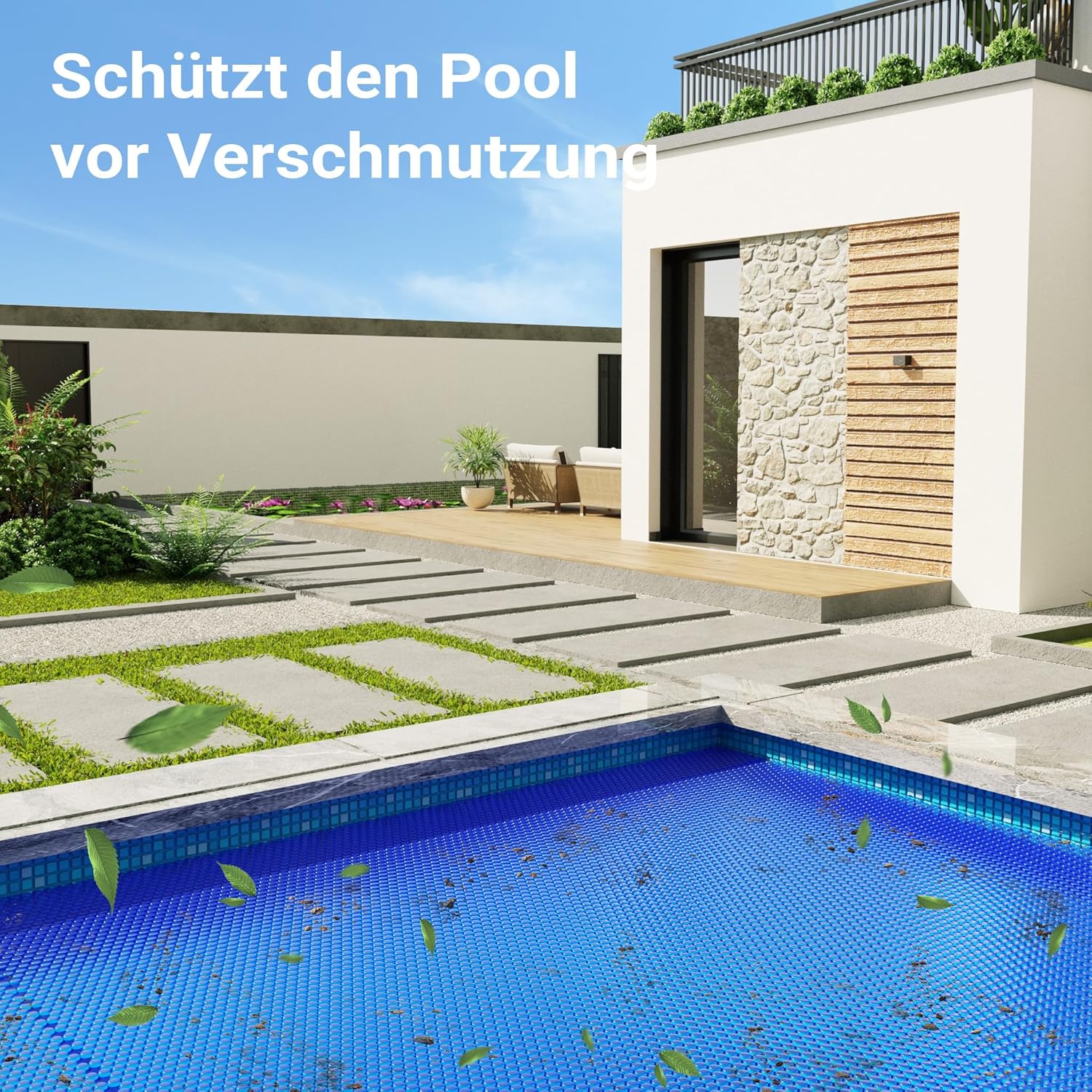 Wiltec Pool Solarfolie 5 x 8 m, blau, Poolheizung aus 400 µ starkem PE Film, Poolabdeckung Poolplane Solarplane rechteckig