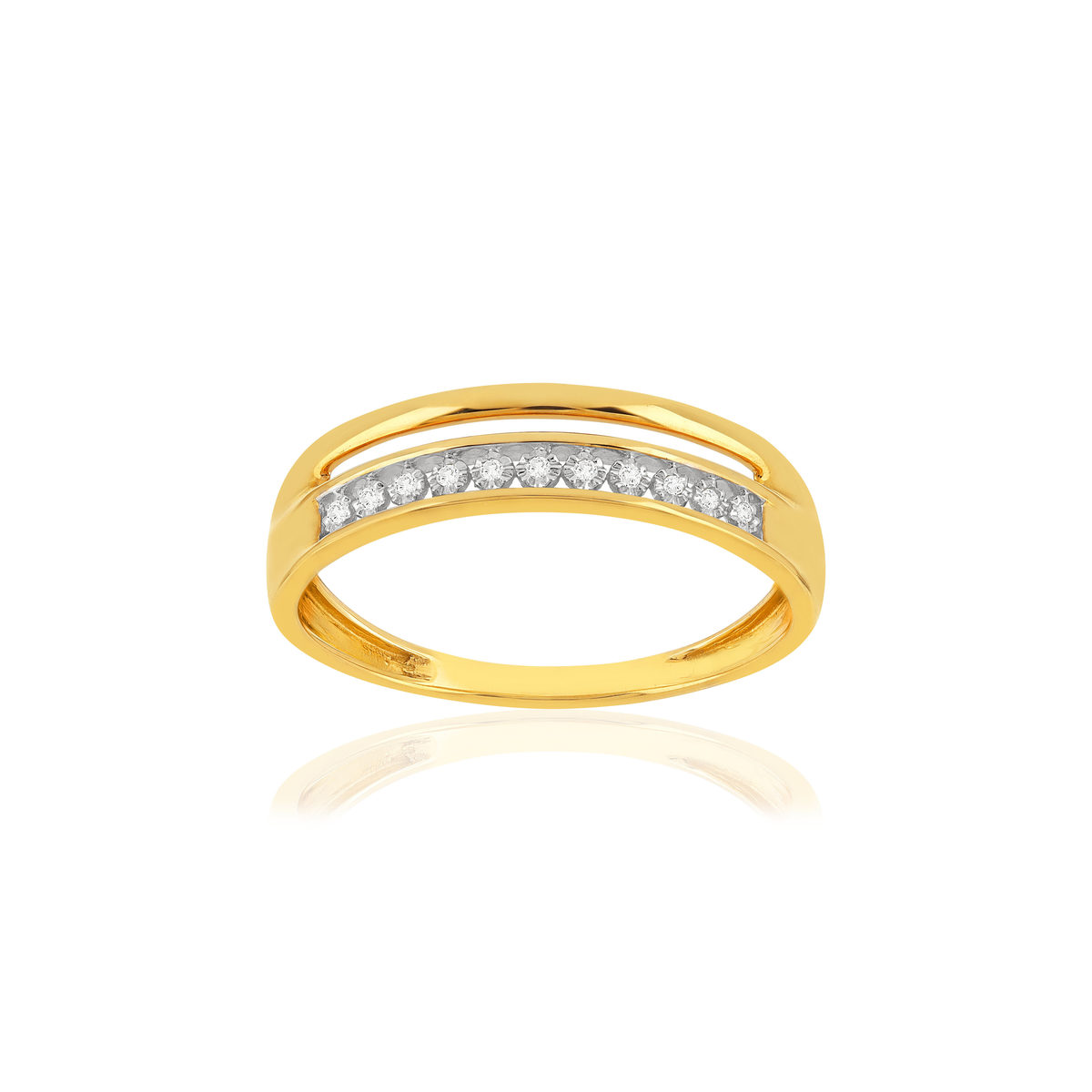 Bague or 375 jaune diamants