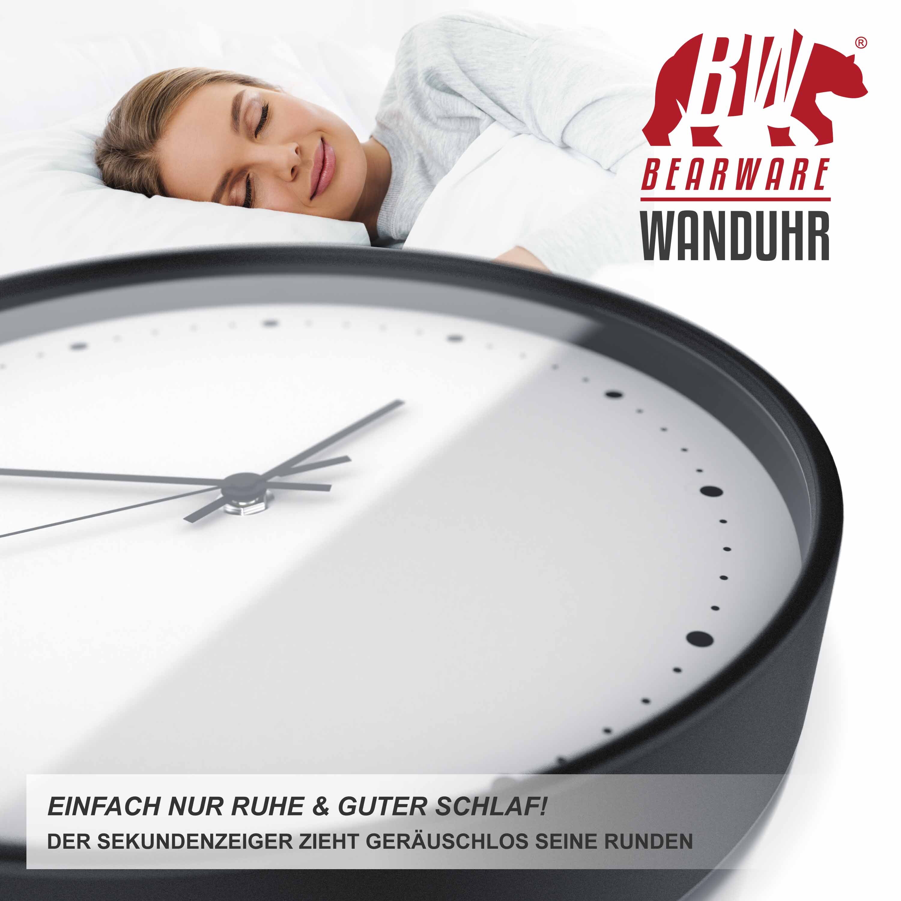 BEARWARE Wanduhr rund mit 24 cm Durchmesser Analoge Anzeige - DCF-Signal - Batteriebetrieb