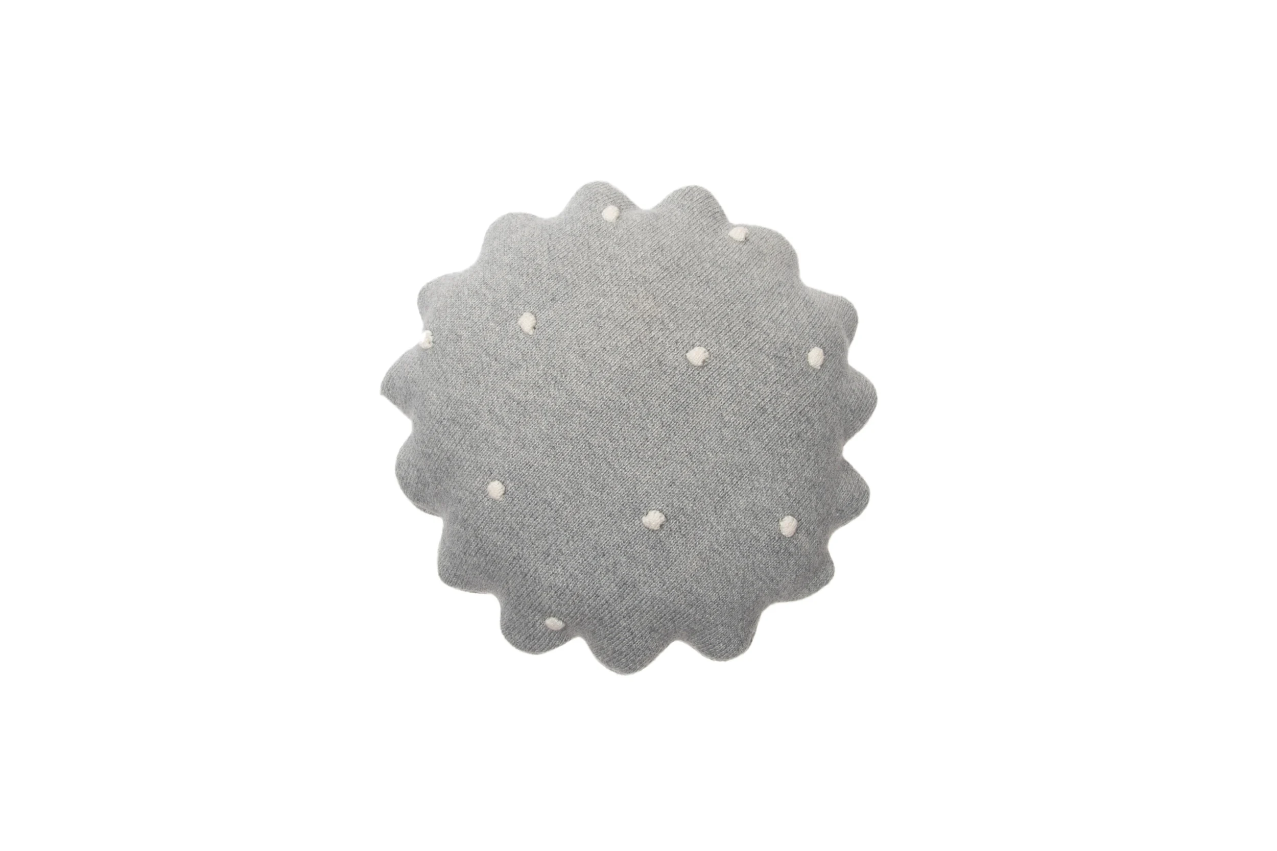 BISCUIT - Coussin rond en coton tricoté | Gris
