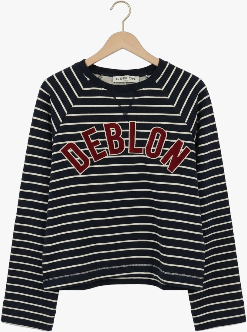donkerblauwe deblon sports sweater dana striped sweater