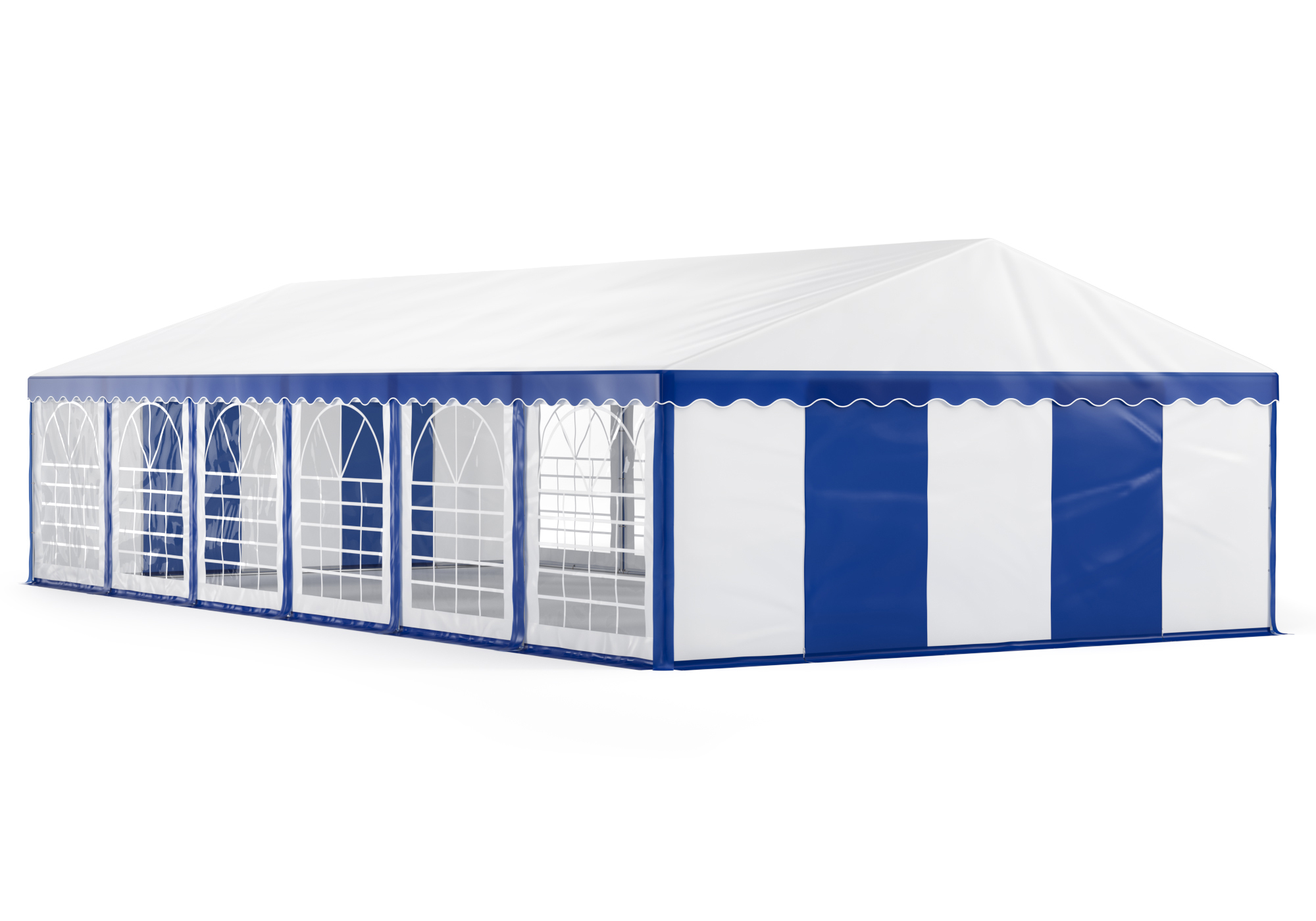 Profi PVC Partyzelt 6 x 12 m blau/weiss