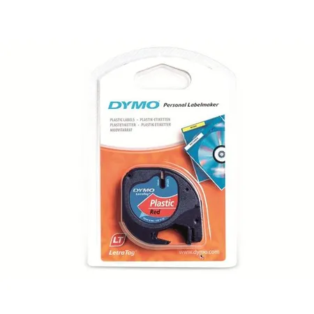 Dymo LetraTag Band Plastik, schwarz auf rot, 12 mm x 4 m
