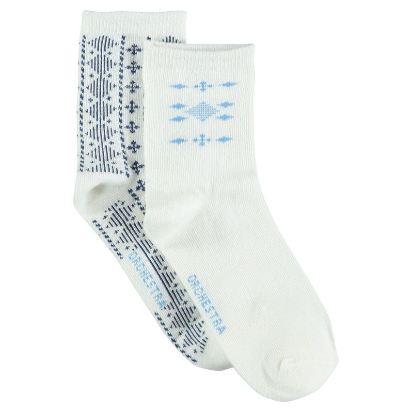 Lot de 2 paires de chaussettes imprimées - Ecru