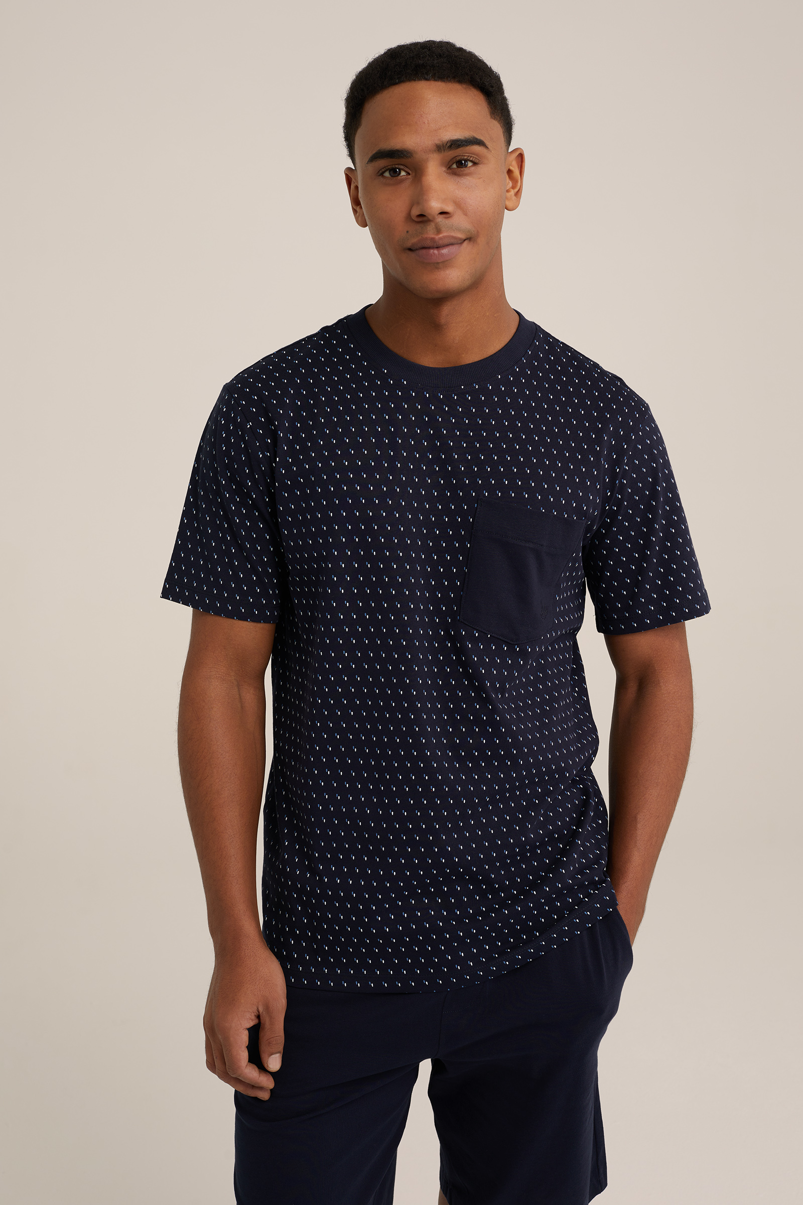 pyjamashirt met dessin WE Fashion Donkerblauw