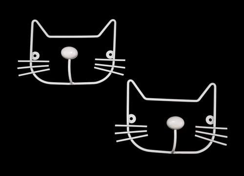 Par de cabides cinza em formato de gato