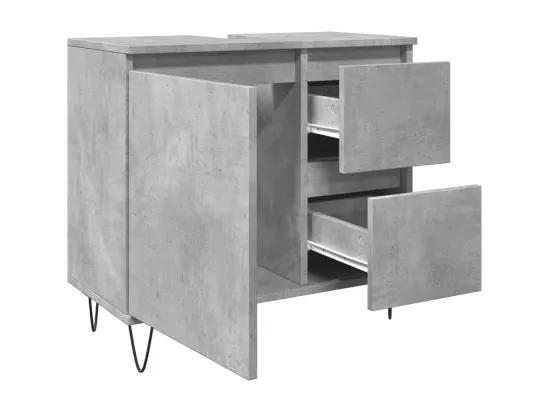 Armoire de lavabo de salle de bain gris béton 65x33x60 cm