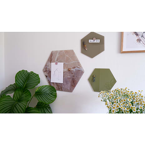 Naga magnetisk hexagon glastavle 42x48,5 cm - beige marmor