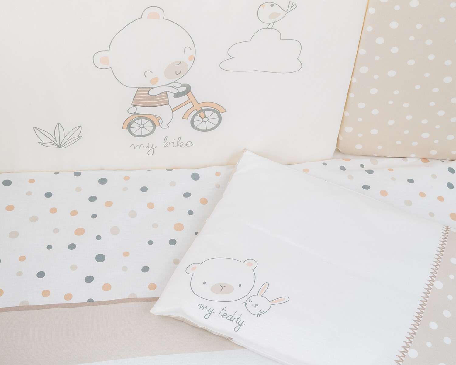 Kikkaboo Babybettwäsche My Teddy 6-teilig Decke 135 x 95 cm Kissen 45 x 35 cm weiß