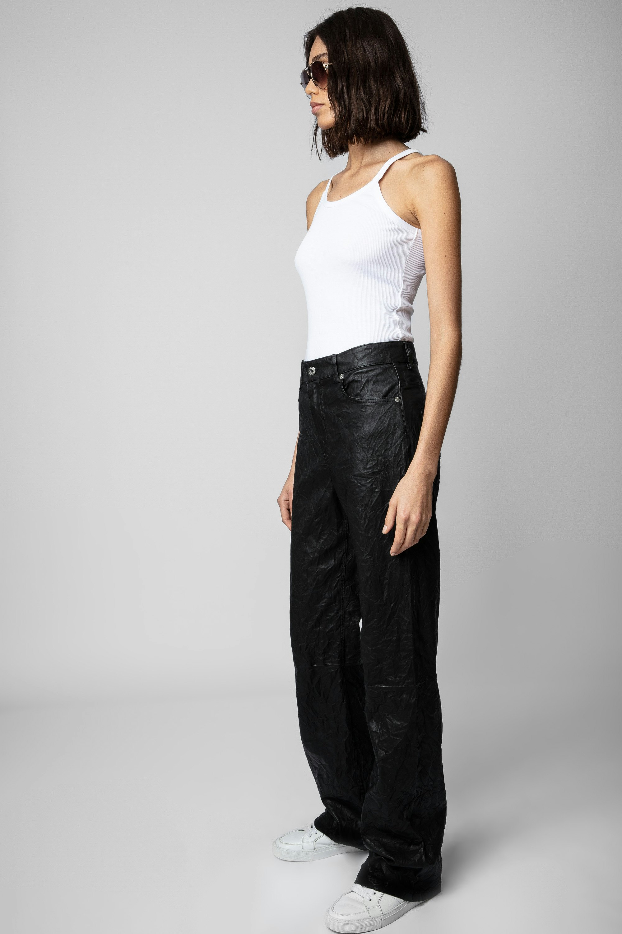 Pantalon Evy Cuir Froissé