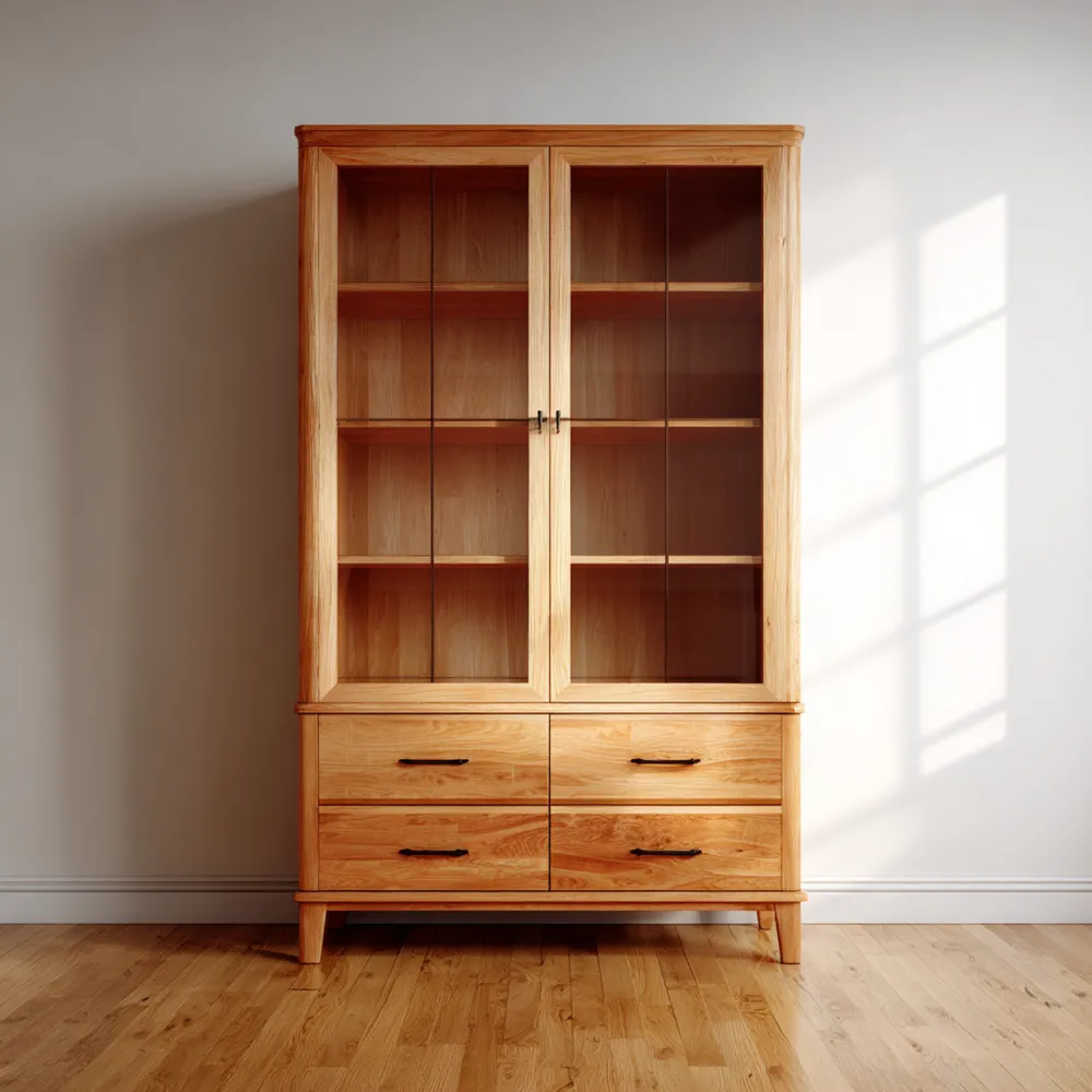 Vitrine Massivholz 180x90x40 cm - Natur - Skandinavisches Design