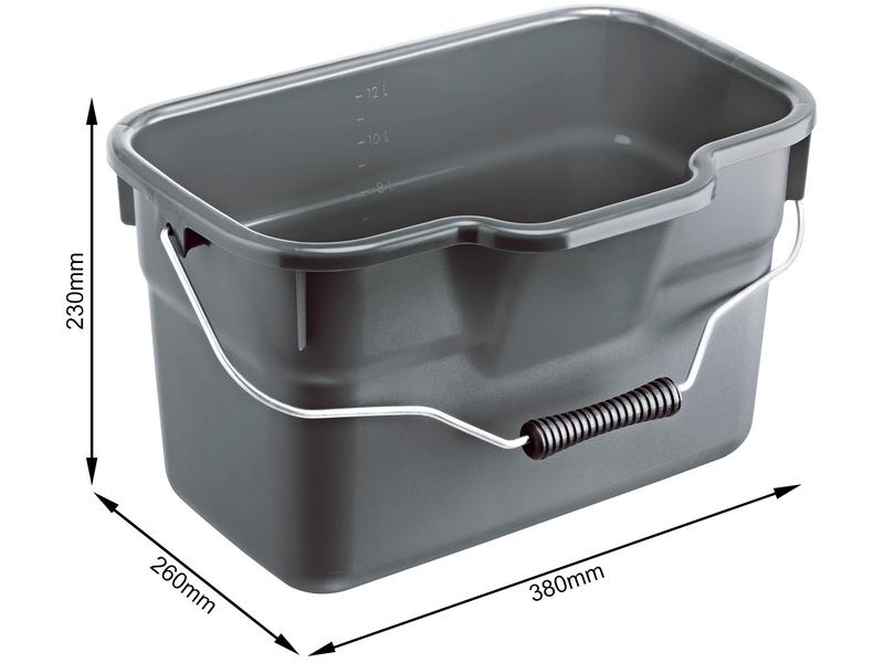 Rotho Putzeimer Basic 12 l, Grau Putzeimer eckig mit Tragegriff