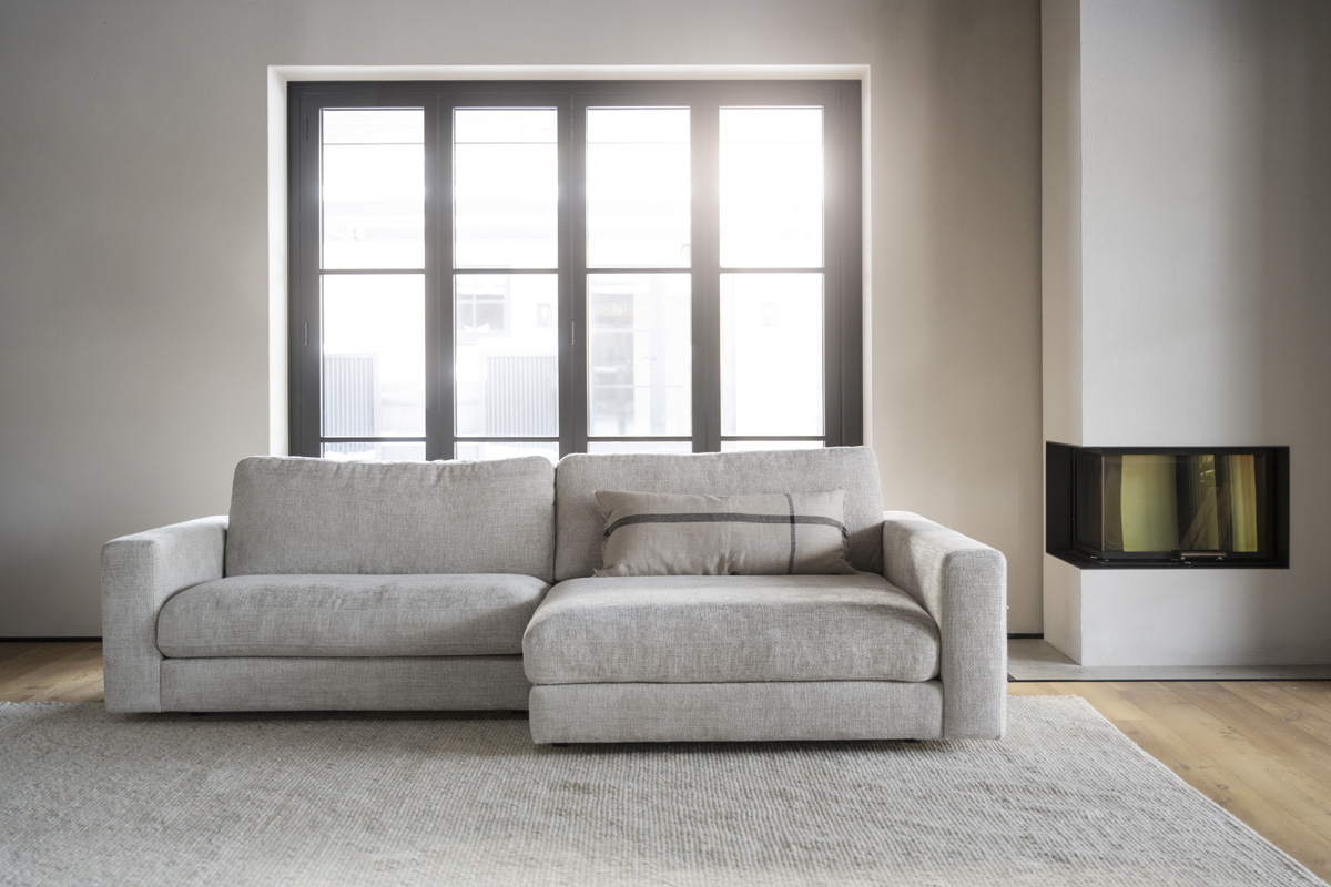 Hoekbank Duncan modulair gestoffeerd - rechts Lichtgrijs/beige