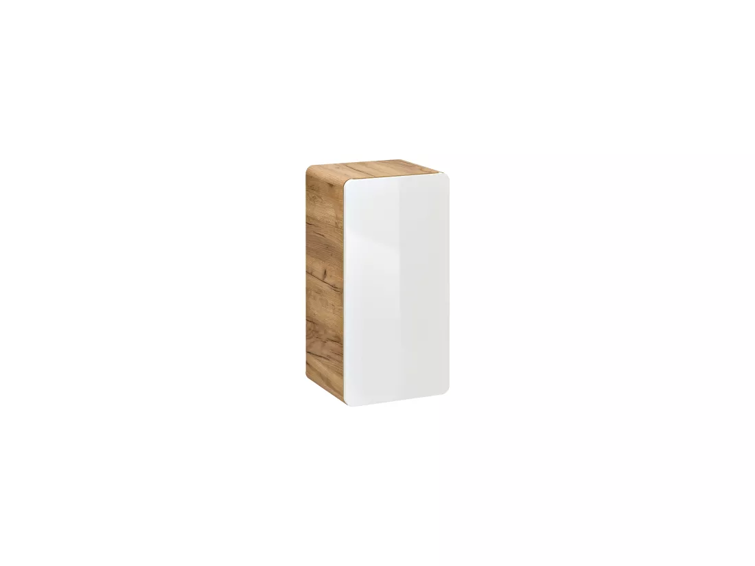 Meuble de salle de bain suspendu avec vasque à encastrer et deux colonnes - 80 cm - Coloris naturel et blanc - ARUBA